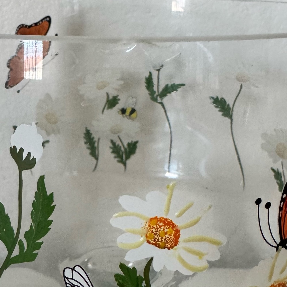 Floral Glass Bowl with Butterfly Design - Picture 3 of 7